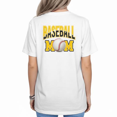 Baseball Mom Sports Mom Yellow Women's T-Shirt Back Print - Sportilla