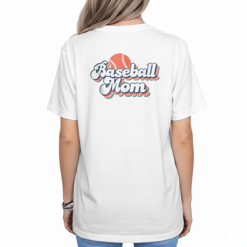 Baseball Mom And Sweet For Moms Vintage Font Women's T-Shirt Back Print - Sportilla