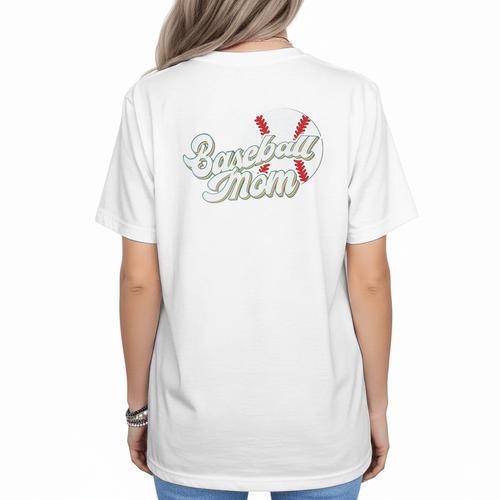 Baseball Mom's Favorite Game Day Premium Women's T-Shirt Back Print - Sportilla