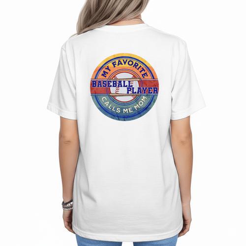 Baseball Moms My Favorite Baseball Player Call Me Moms Women's T-Shirt Back Print - Sportilla