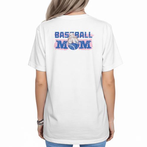 Cool Baseball Mom Mother's Day Mama Woman Cute Women's T-Shirt Back Print - Sportilla