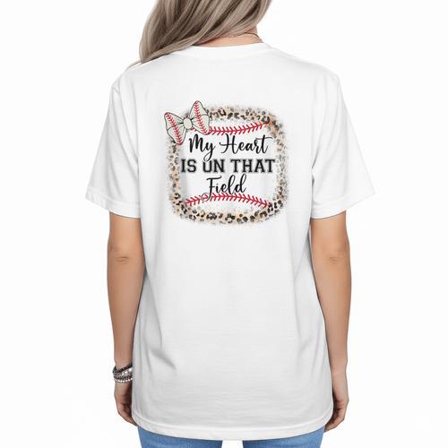 Cute Baseball Mom My Heart On That Field Sister Girl Toddler Women's T-Shirt Back Print - Sportilla