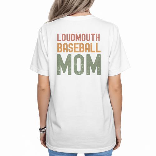 Loudmouth Baseball Mom Sports Cute Text Premium Women's T-Shirt Back Print - Sportilla