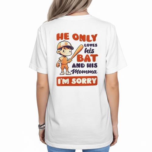 Loves Bat And His Momma Baseball Mom Women's T-Shirt Back Print - Sportilla