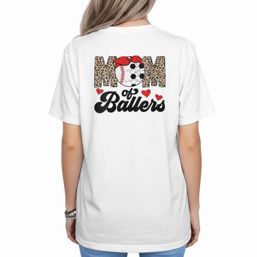 Mom Of Ballers Soccer Baseball Mom Soccer Baseball Mother Women's T-Shirt Back Print - Sportilla