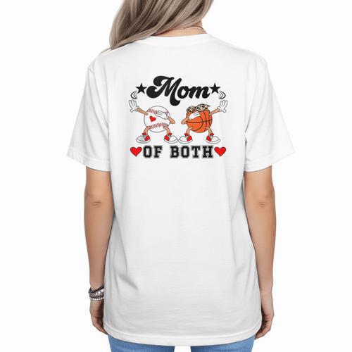 Mom Of Both Basketball Baseball Mom Women's T-Shirt Back Print - Sportilla