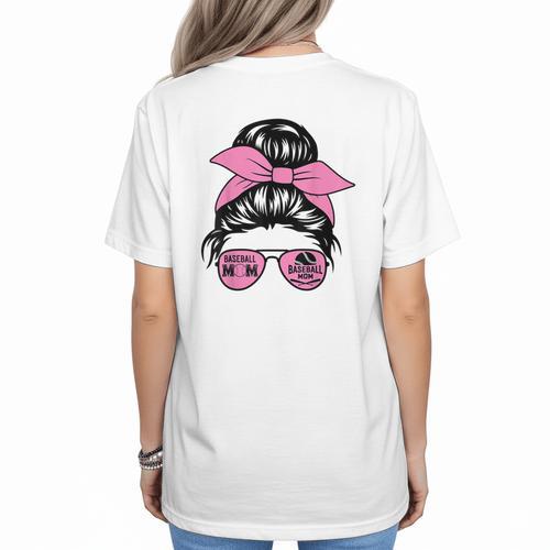 Mother Day Mama Retro Mama Mommy Baseball Mom Women's T-Shirt Back Print - Sportilla
