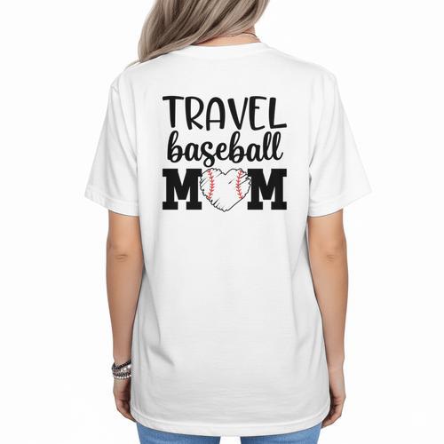 Proud Sports Mom Travel Baseball Mom For Game Day Women's T-Shirt Back Print - Sportilla
