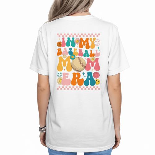 Retro Groovy In My Baseball Mom Era Happy Women Premium Women's T-Shirt Back Print - Sportilla
