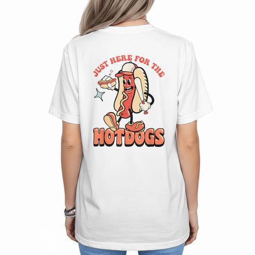 Retro Just Here For The Hotdogs Baseball Mom Sport Lover Women's T-Shirt Back Print - Sportilla