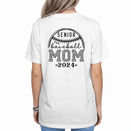 Senior Baseball Mom 2024 Women's T-Shirt Back Print - Sportilla