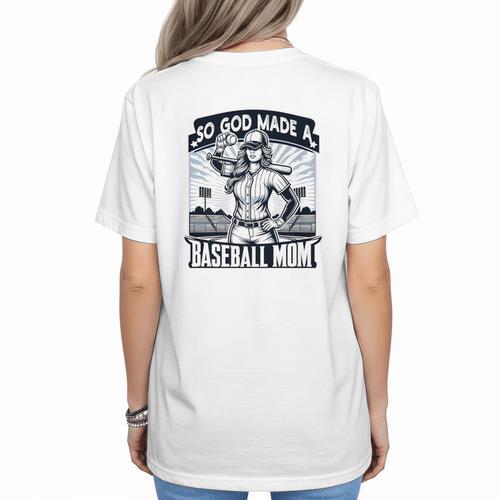 So God Made A Baseball Mom Baseball Player Premium Women's T-Shirt Back Print - Sportilla