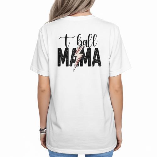 T-Ball Mama Baseball Mama Baseball Mom Women's T-Shirt Back Print - Sportilla