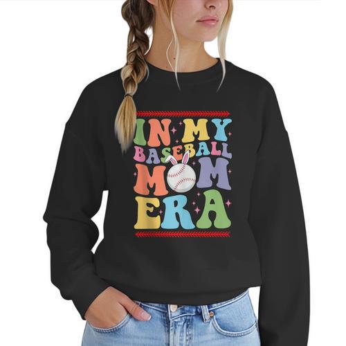 In My Baseball Mom Era Tee Bunny Ears Rabbit Baseball Women Crewneck Sweatshirt - Sportilla