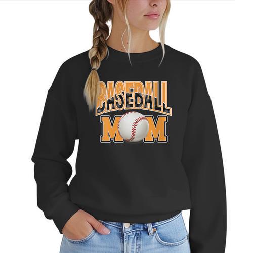 Baseball Mom Sports Orange Women Crewneck Sweatshirt - Sportilla