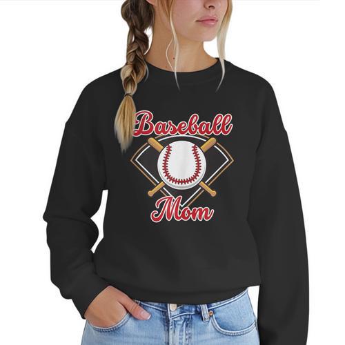 Baseball Mom T-Ball Mom Little League Mom Apparel Women Crewneck Sweatshirt - Sportilla