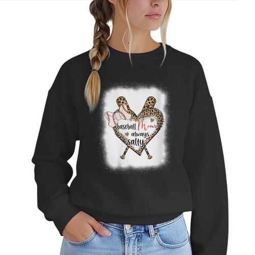 Baseball Moms Always Salty Mommy Women Crewneck Sweatshirt - Sportilla