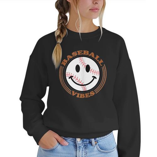 Baseball Vibes Baseball Mom Women Crewneck Sweatshirt - Sportilla