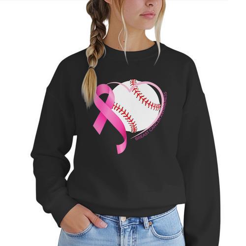 Breast Cancer Awareness Baseball Mom Women Crewneck Sweatshirt - Sportilla