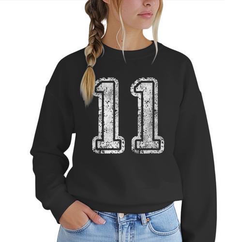 Jersey Number 11 T-Shirt Football Eleven Number Baseball Mom Women Crewneck Sweatshirt - Sportilla
