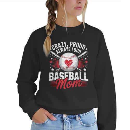Proud Baseball Mom For Women Mom Baseball Mama Women Crewneck Sweatshirt - Sportilla