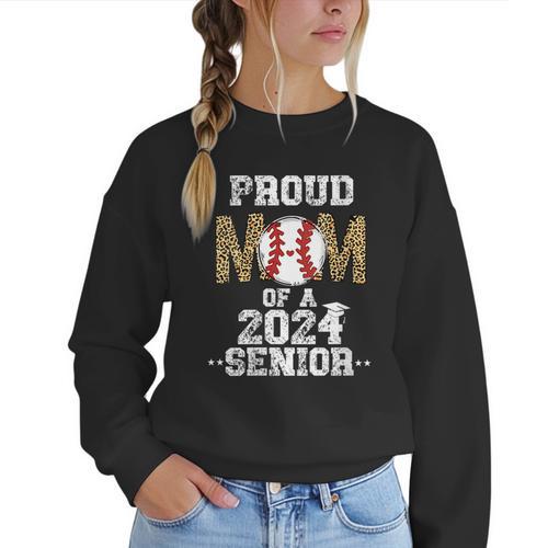 Womens Proud Mom Of a 2024 Senior Class Of 2024 Baseball Mom Women Crewneck Sweatshirt - Sportilla