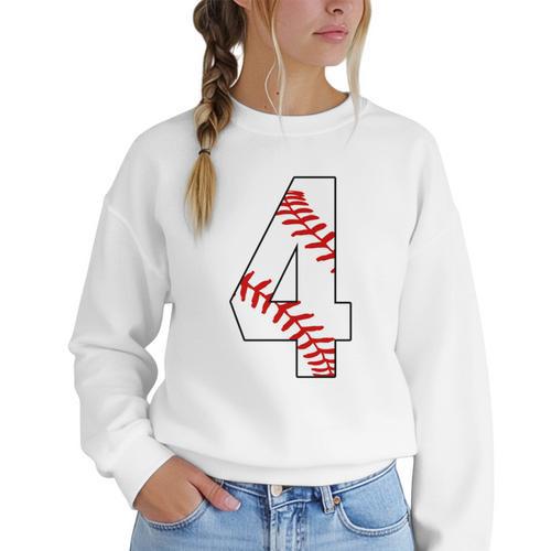 4 Laces 4th Birthday Boy Four Years Baseball Mom T-Shirt Women Crewneck Sweatshirt - Sportilla