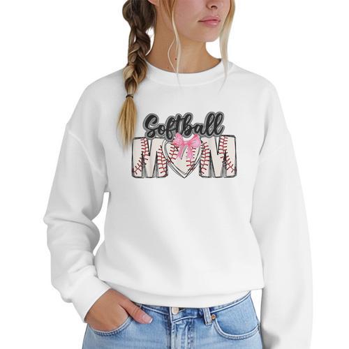 Baseball Mom Coquette Women Girls Baseball Mama Women Crewneck Sweatshirt - Sportilla