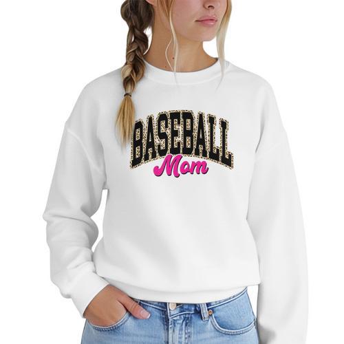 Baseball Mom Leopard Baseball Mama Life Girls Women Baller Premium Women Crewneck Sweatshirt - Sportilla