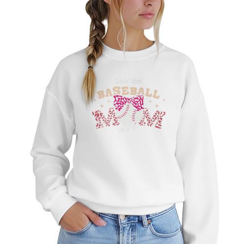 Baseball Mom Livin That Baseball Mom Life Premium Women Crewneck Sweatshirt - Sportilla