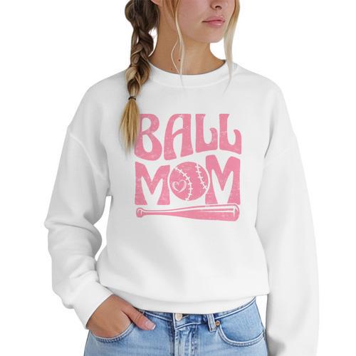 Baseball Mom Pride Heart And Bat Love Game Day Women Crewneck Sweatshirt - Sportilla