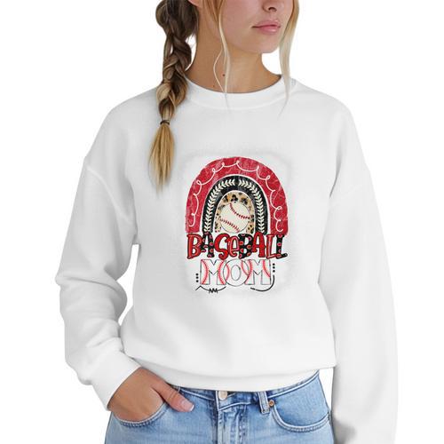Baseball Mom Rainbow Boho Mommy Premium Women Crewneck Sweatshirt - Sportilla
