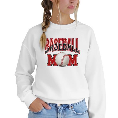 Baseball Mom Sports Red Women Crewneck Sweatshirt - Sportilla