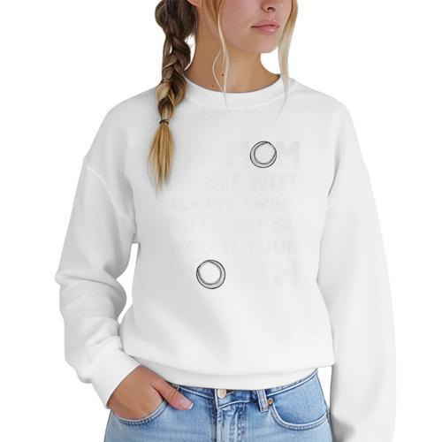 Baseball Mom Swing Watch Mouth Baseball Boy Premium Women Crewneck Sweatshirt - Sportilla