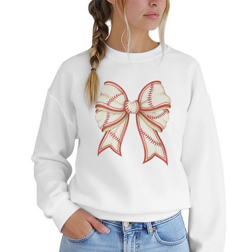 Coquette Bow Baseball Mama Baseball Mom Women Premium Women Crewneck Sweatshirt - Sportilla