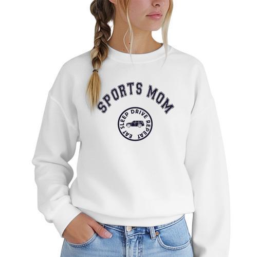 Eat Sleep Sports Hockey Cheer Baseball Mom Taxi Women Crewneck Sweatshirt - Sportilla