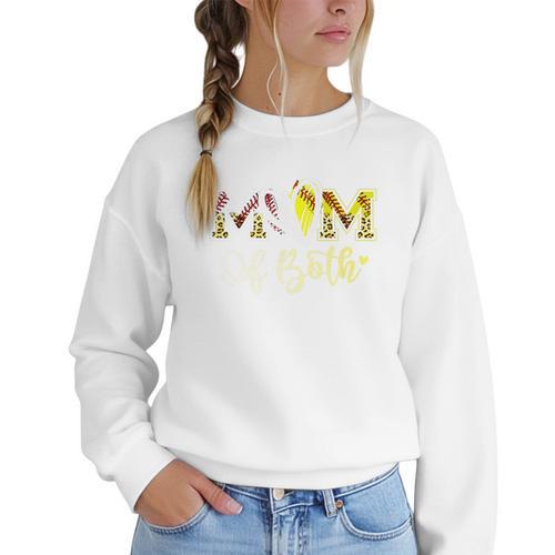 Mom Of Both Softball Baseball Mom Premium Women Crewneck Sweatshirt - Sportilla