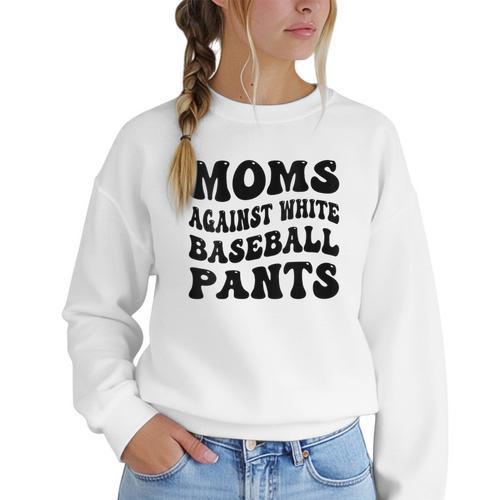 Moms Against Baseball Pants Baseball Mom Cool Women Crewneck Sweatshirt - Sportilla