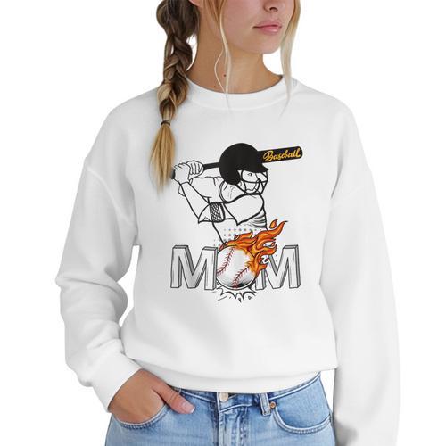 Proud Baseball MOM Sports & Softball Nostalgia Women Crewneck Sweatshirt - Sportilla