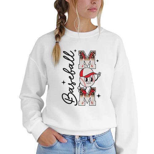 Retro Baseball Mom Mama Baseball Life Softball Life Game Day Women Crewneck Sweatshirt - Sportilla