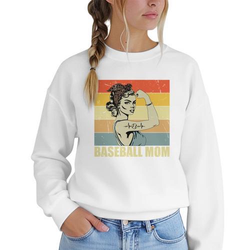 Retro Baseball Mom Sport Lover Vintage Women Crewneck Sweatshirt - Sportilla