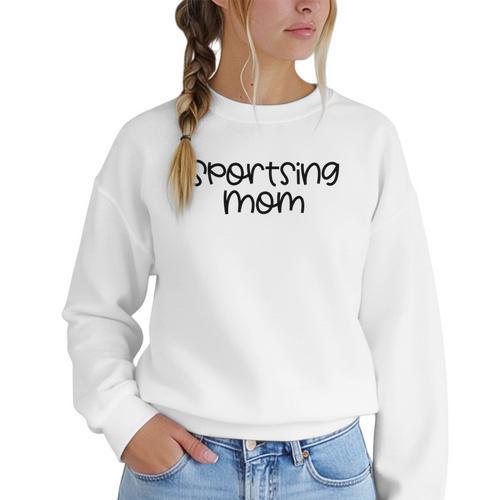 Sportsing Mom Sports Mom Baseball Mom Football Mom Women Crewneck Sweatshirt - Sportilla