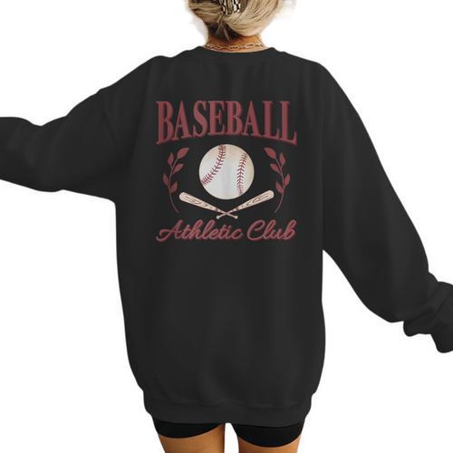 Baseball Athletic Social Club Baseball Mom Trendy Baseball Women's Sweatshirt Back Print - Sportilla