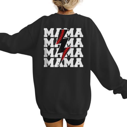 Baseball Mama Baseball Mom Women's Sweatshirt Back Print - Sportilla