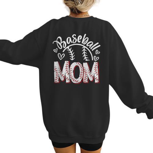 Baseball Mom Cute Baseball Mama Proud Senior Baseball Player Women's Sweatshirt Back Print - Sportilla