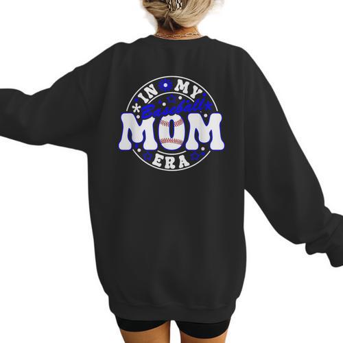 Baseball Mom Era Player Mother Game Day Women's Sweatshirt Back Print - Sportilla