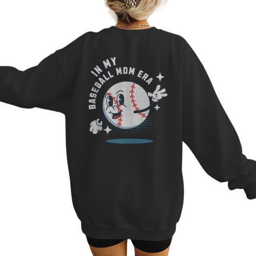 In My Baseball Mom Era Retro Baseball Mom Home Runs Women's Sweatshirt Back Print - Sportilla