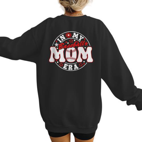 Baseball Mom Era For Women Player Mother Women's Sweatshirt Back Print - Sportilla