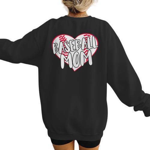 Baseball Mom Heart Women's Sweatshirt Back Print - Sportilla