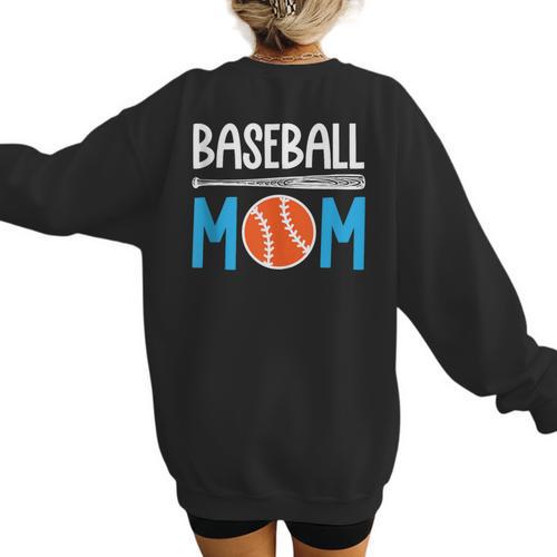 Baseball Mom Leopard Print Baseball Mama Women Mother's Day Women's Sweatshirt Back Print - Sportilla